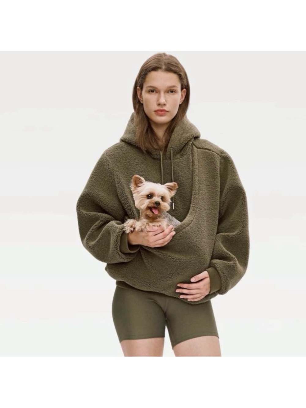 Riikyu Olive Green Kangaroo Pouch Unisex Fleece Hoodie Jacket Medium